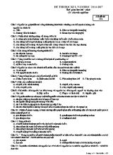 Đề kiểm tra học kì I Địa lí lớp 10 - Mã đề 132 - Năm học 2016-2017